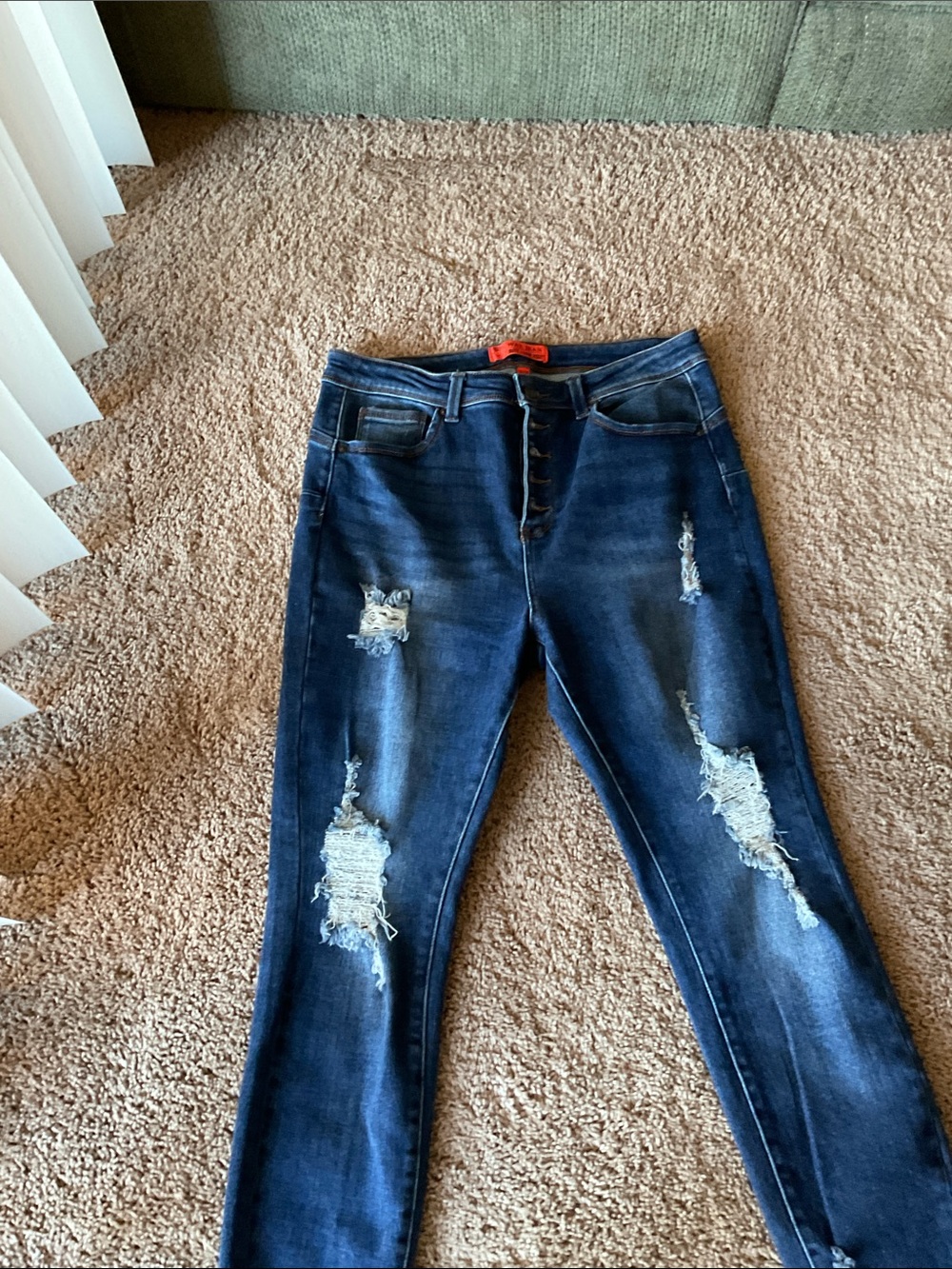 Wax Jeans Butt I Love You, dark blue distressed, Junior size 13/31 skinny leg - Picture 2 of 12